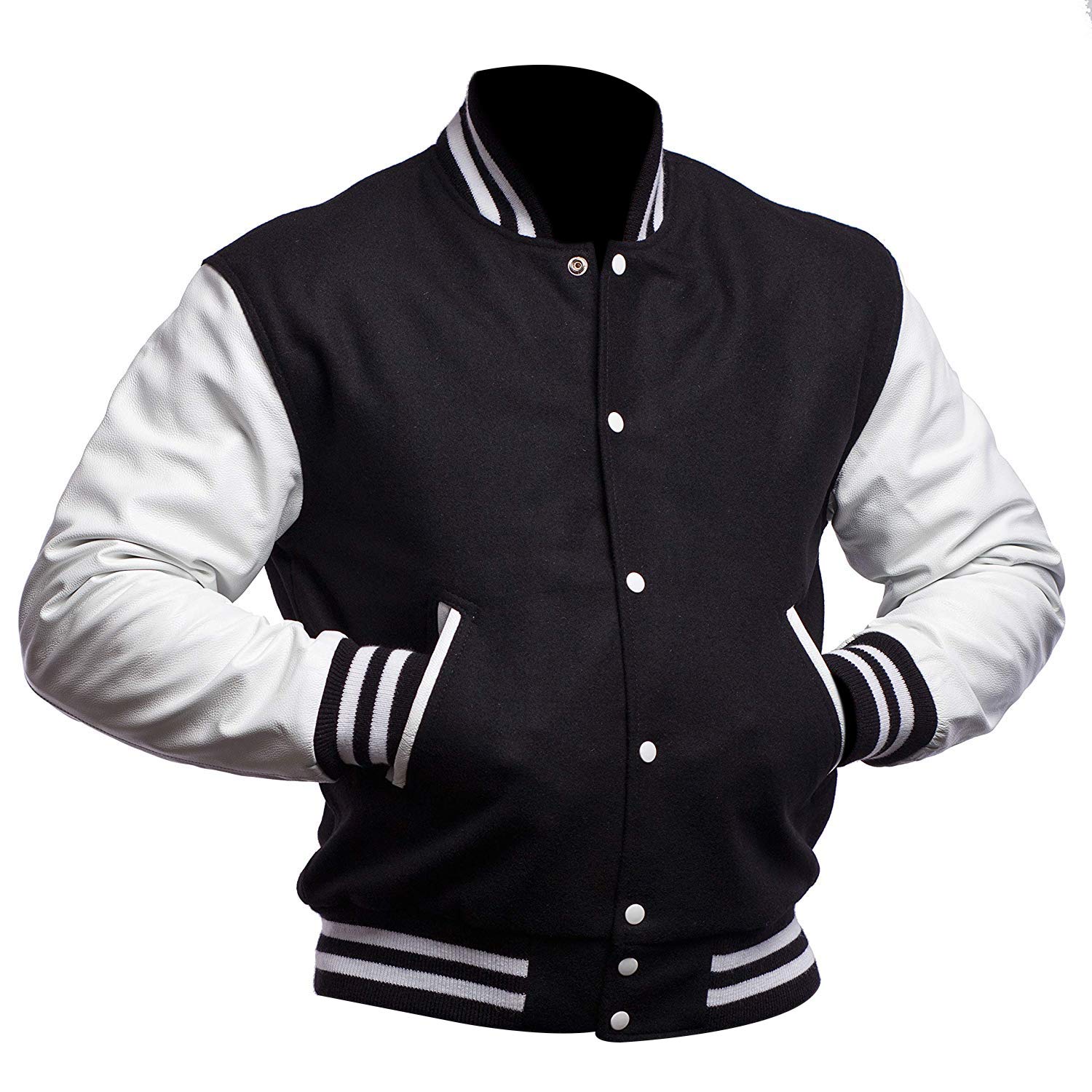 Mens Varsity Jacket - Black and White School Teen