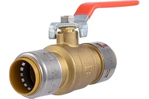 SharkBite Max 1 x 1 in PTC Ball Valve, Push-to-Connect Brass Water Shut-Off Plumbing Fitting, UR22223