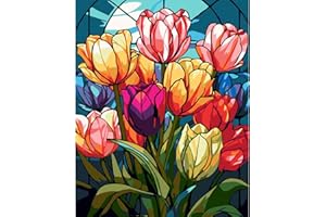 KICHANG Tulips Paint by Number Kit for Adults,Paint by Number for Adults Canvas,DIY Adult Paint by Number Oil Painting Acrylic Paints,Paint by Number on Canvas for Home Decor Gift-15.7x19.6in