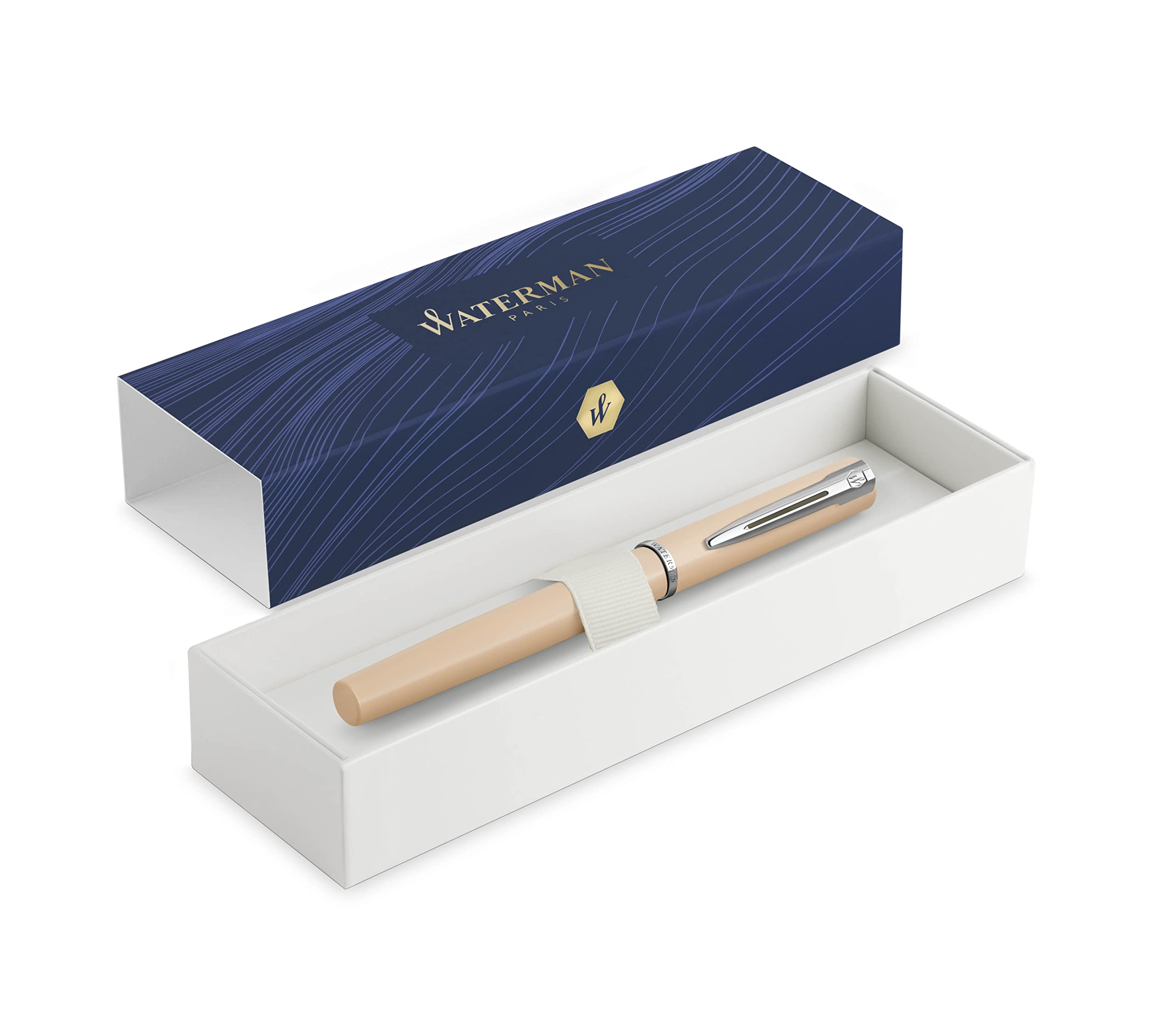 Waterman Allure Premium Fountain Pen - Light Orange Pastel with Chrome Trim - Metal Body - Fine Nib - Gift Boxed