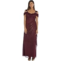 Amazon.com: R&M Richards Women's Glamorous One-Shoulder Gown | Tiered Skirt  Maxi Dress W/ 3D Flower Detail
