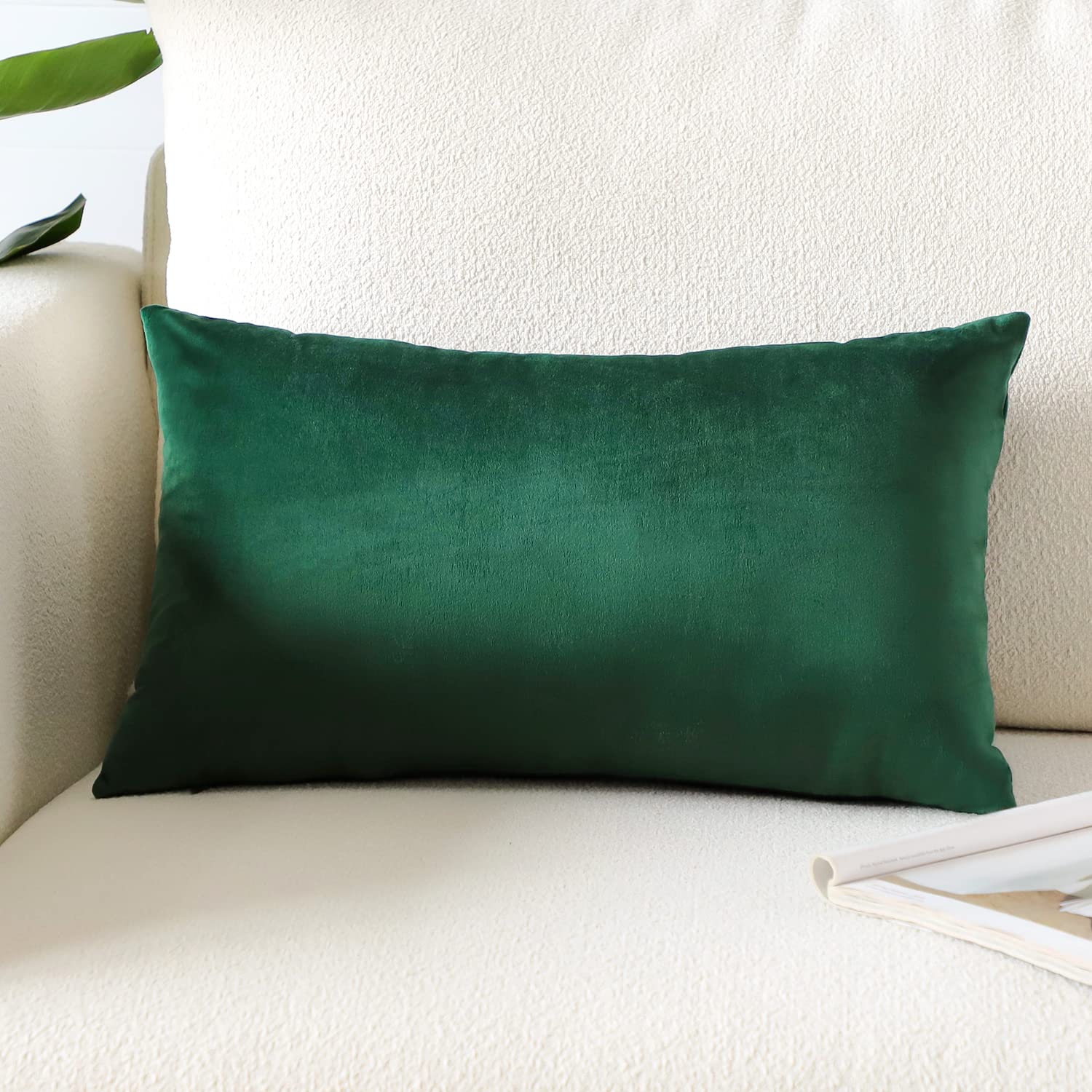 Photo 1 of Artscope Luxury Velvet Pillow Covers Super Soft Decorative Square Throw Pillow Covers Case Cushion Covers for Sofa Couch Bedroom Car Decor 12x20 Inch Army Green