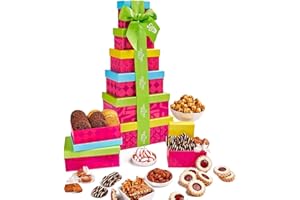 Gluten Free Palace Gift Basket Tower - Christmas Gift Baskets for Families - 6 Tier Festive Gluten Free Holiday Cookie Treat Tower - Holiday Gift Tower for Adults