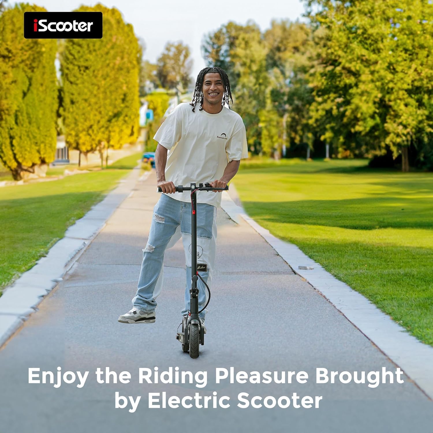 iScooter Electric Scooter for Adults, 23/18/12 Miles Long Range,22/19/18 Mph Top Speed, Commuting Electric Scooter with Cruise Control, Double Braking Systems Escooter for Adults and Teens