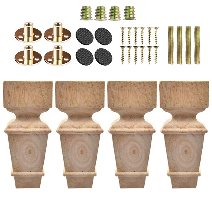 Buy 8 inch / 20cm Wooden Furniture Legs, La Vane Set of 4 Carved