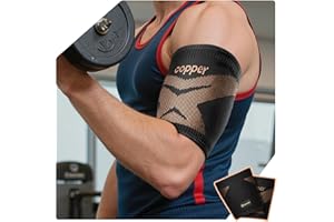 SOLOEVER Copper-Infused Bicep Tendonitis Brace 1 Pair [Medical-Grade Compression ＆ Ultra Comfort] Tricep Bicep Compression Sleeve For Muscle Strains Recovery,Upper Arm Compression Sleeve For Men & Women