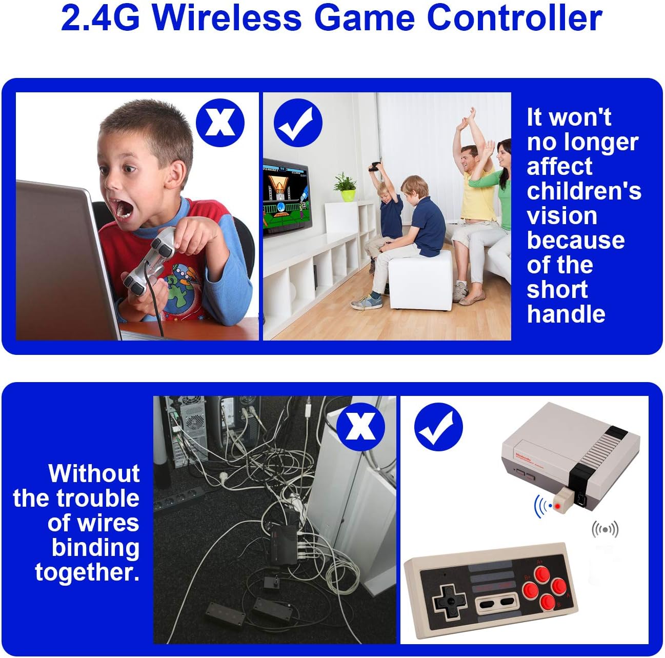 2PCS Wireless Game Controller, AGPtEK 2.4G Wireless Gamepad for NES Classic Edition, Wireless Joypad with 2 Receiver for Classic Gaming System: Computers & Accessories
