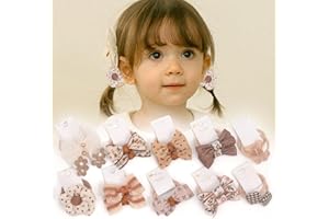 BIANHUAN Boutique Hair Ties, 20 Pcs (10pairs) Hair Accessories with Bows, 1.2 Inch Hair Ties for Baby Girls, Toddler Hair Bows, Elastics Ponytail Holders for Kids Under 4 Years Old (Set-E)