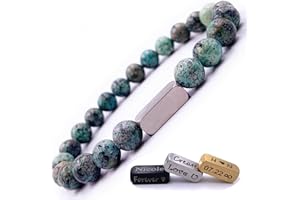 Personalized Beaded Bracelets, 8mm Gemstone Beaded Bracelet, Crystal Bracelet, Laser Engraved Bracelet, Customized Beaded Bra