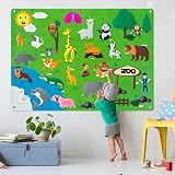 WATINC Felt Zoo Animal Story Board Set 3.5Ft 42Pcs Preschool Learning view 5