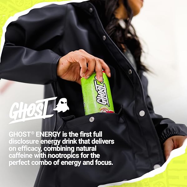 GHOST ENERGY DRINK – 12-PACK, WARHEADS SOUR WATERMELON, 16OZ – ENERGY & FOCUS & NO ARTIFICIAL COLORS – 200MG OF NATURAL CAFFEINE, L-CARNITINE & TAURINE – GLUTEN-FREE & VEGAN