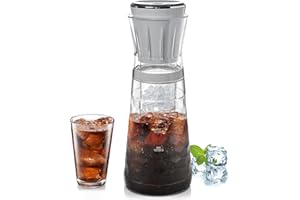 Homtone Electric Cold Brew Coffee Maker - 15-Minute Rapid Cold Brewer,Iced Coffee Maker with Air Injection Technology - Portable Design, 2 Brew Strengths Express Cold Brew Coffee Machine