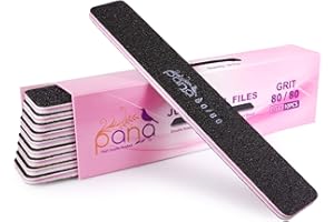 10pcs - PANA Jumbo Double-Sided Emery Nail File for Manicure, Pedicure, Natural, and Acrylic Nails - Black (Grit 80/80)