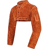 Leather Welding Cape Sleeve - Heat Flame Resistant Arm Protection - Adjustable Collar Cuffs for Men and Women