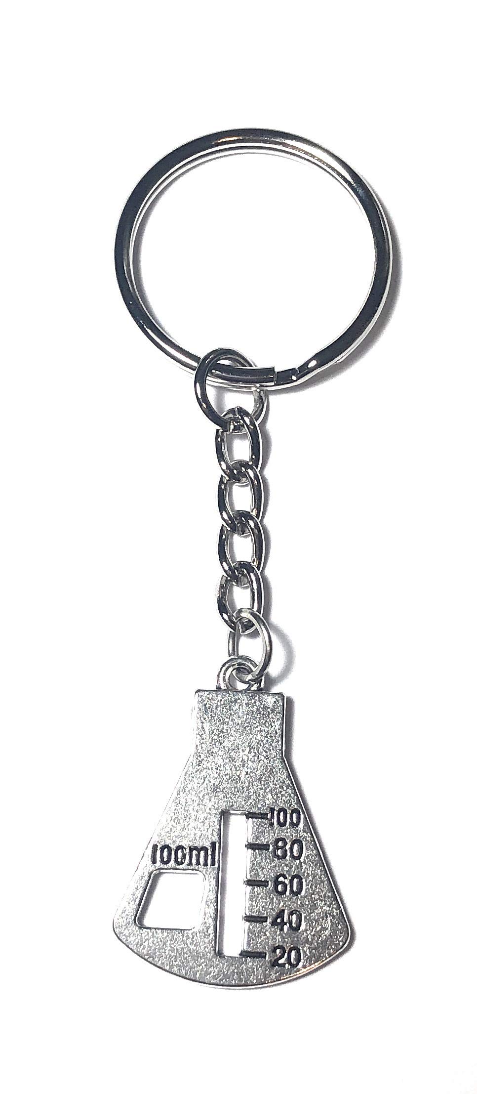 FizzyButton Gifts Science Flask Charm Keyring Key Ring with Silver Tone Keychain