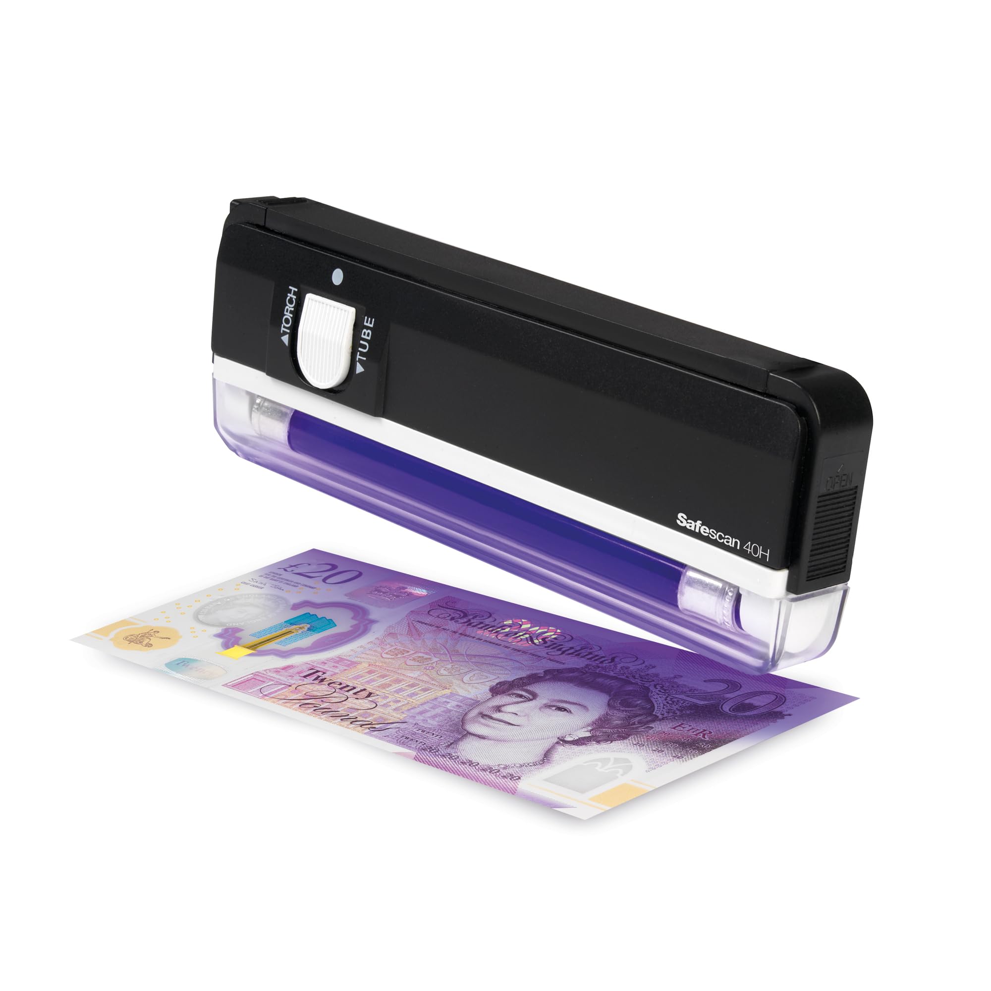 Safescan 40H Portable Counterfeit Money Detector - Checks Notes, Credit Cards, ID's - UV Money Checker For New Notes - Fake Money Note Checker with UV Light - Suitable for the New King Charles Notes
