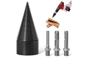 APIOLO Wood Splitter Drill Bit-3 Drilling Handles, Log Splitter Drill with 42MM Cones for Heavy Duty Detachable, Firewood Drill Bit Set Suitable for Family Heating, Camping, Woodworking