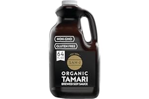 San-J - Organic Gluten Free Tamari Soy Sauce - Specially Brewed - Made with 100% Whole Soy - 64 oz. Container