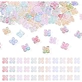 KISSITTY 110pcs Crystal Glass Flower Bead Caps Transparent Colorful 4-Petal Floral Shaped Loose Spacer Beads End Caps for Jewelry Making Necklace Bracelet Earring DIY Crafts Bag Keychain Phone Charms