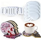 LET'S RESIN 4 Pcs Skull Coaster Resin Molds, Coaster Silicone Molds with Holder, Halloween Coaster Molds for Epoxy Resin, Skull Coasters Decoration for Festival, Ideal Gifts for Crafter and Artist