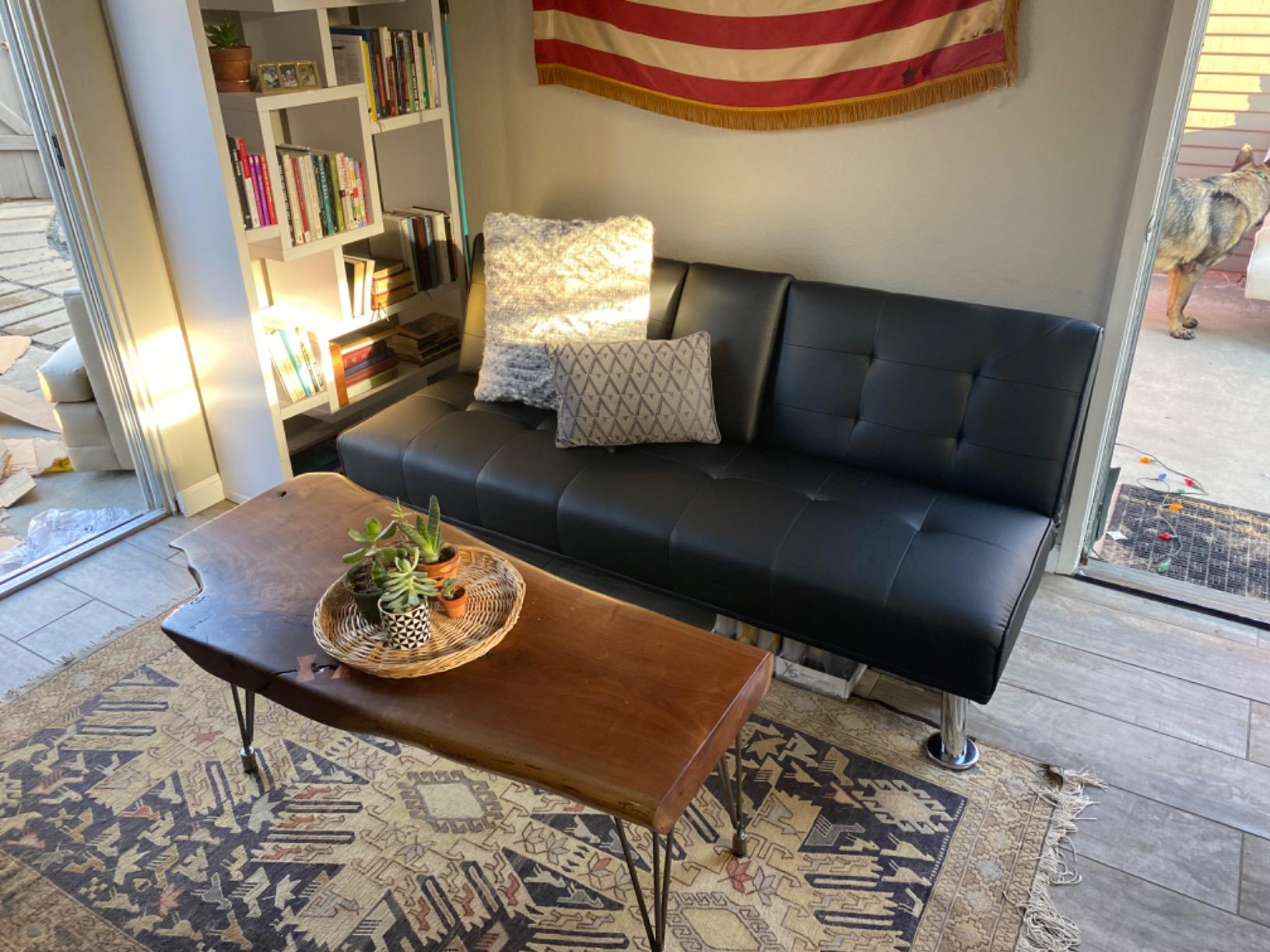 26/mo Finance JUMMICO Futon Sofa Bed Faux Leather Couch Bed Modern