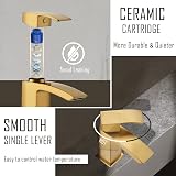 Hapilife Basin Taps Mixer Waterfall Brushed Gold 1 Hole Mono Cloakroom view 5