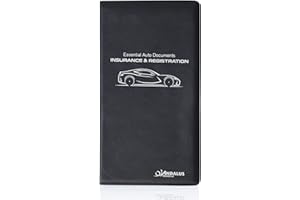 ANDALUS BRANDS Andalus Auto Registration & Insurance Card Holder Pack of 1, Waterproof Essential Car Registration Holder with Hook & Velcro Closure, Perfect for Every Vehicles Glove Boxes (Black - 9.5" x 5.15")