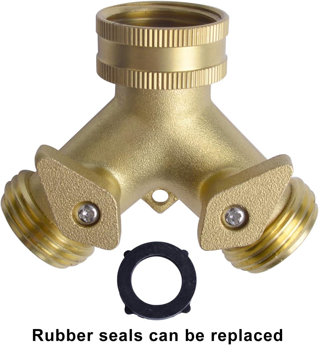 HYDRO MASTER 2 Way Garden Hose Splitter, Hose Connector, Heady Duty Solid Brass Shut Off Valve : Garden & Outdoor