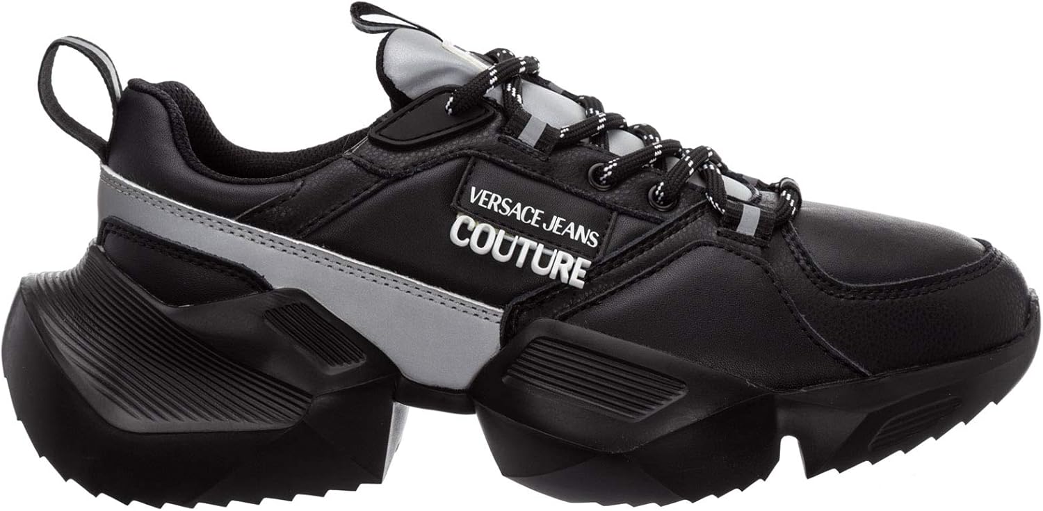 Versace Jeans Couture Men's Shoes E0YZASU1-LINE Uranus Dis.26 Tess 71603  899 Plain Leather Black Size: 9.5 UK: Amazon.co.uk: Shoes \u0026 Bags