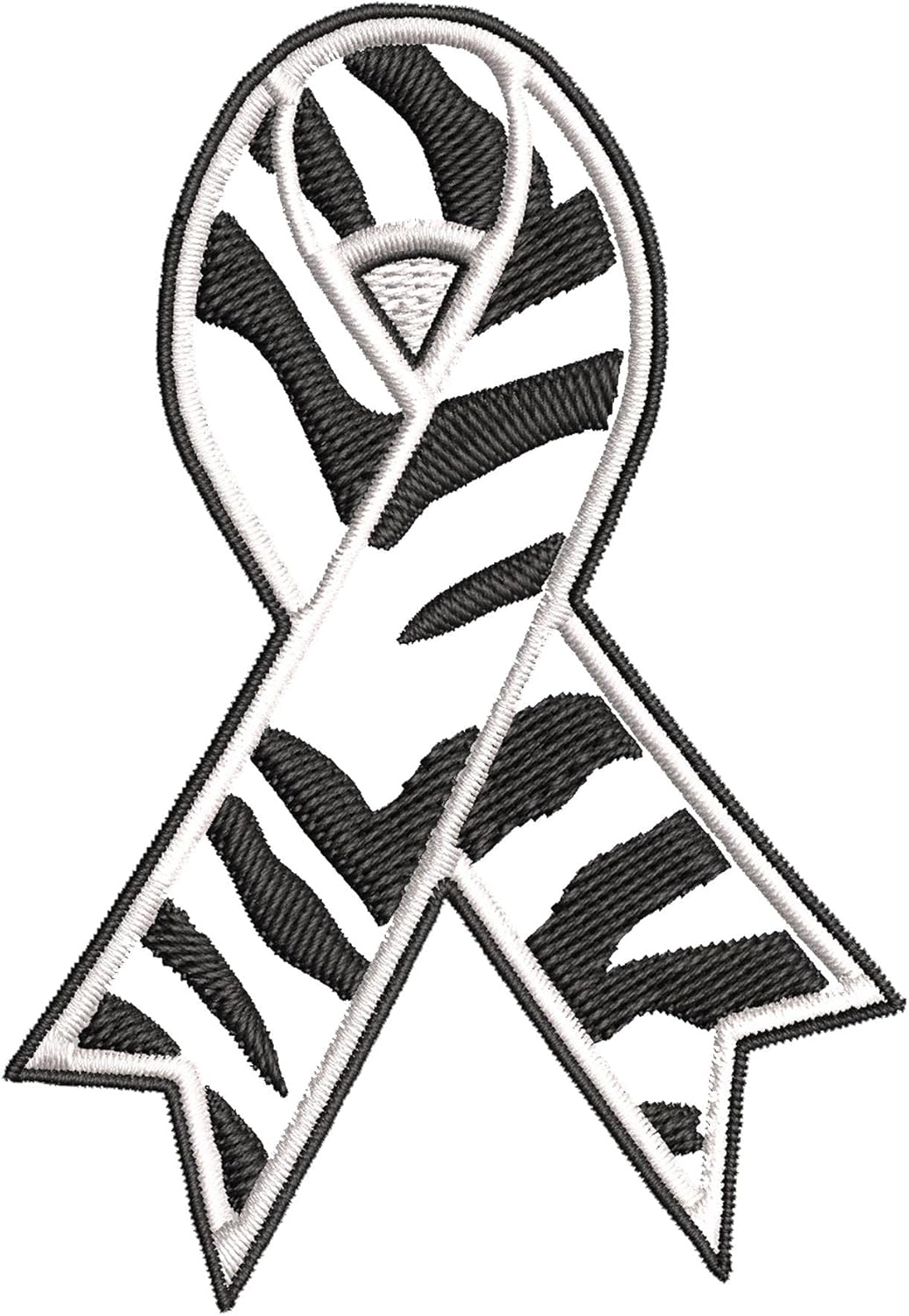 Mixed Media - Rare Disease Awareness Zebra Ribbon Patch Embroidered Iron-on/Sew-on Decorative Embroidery Applique Clothing Vest Jacket Premium Stitching Awareness Support Raise Awareness for a Cause Fundraiser