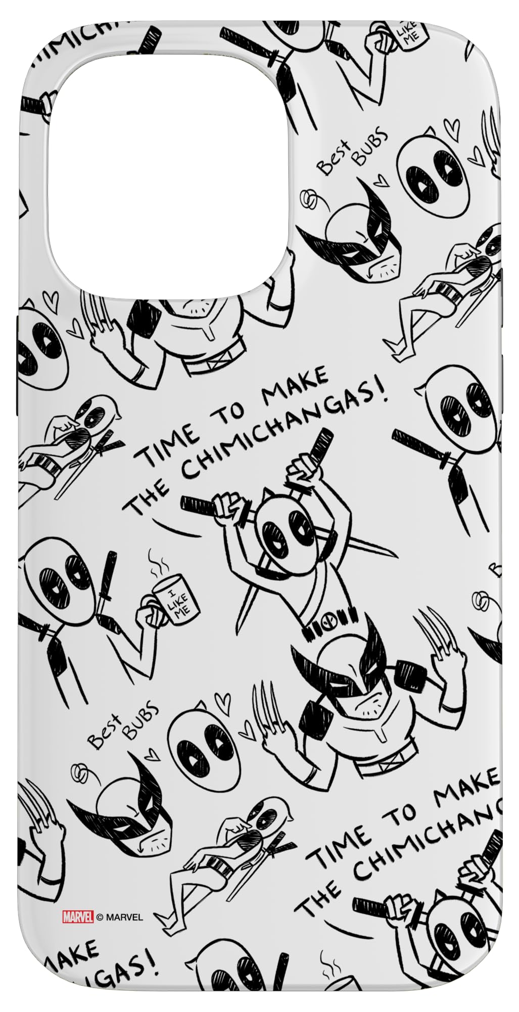 Marvel Studios Deadpool & Wolverine Toony Doodles Pattern Case for iPhone 14 Pro Max