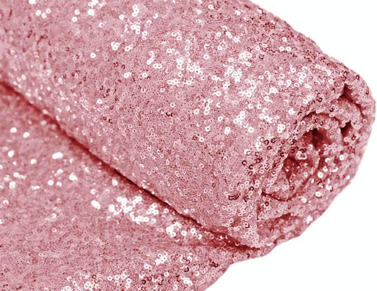 Rose Pink Sequin Fabric 150 Feet 50 Yards Sequin Fabric Rose Pink Material for Sewing by Yard -1129E