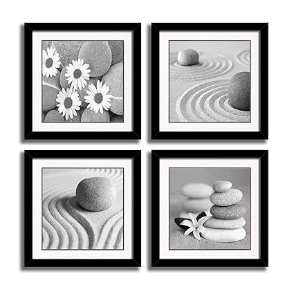 Home Kitchen Hlj Art Black Frames Romantic Beach Theme 4 Piece