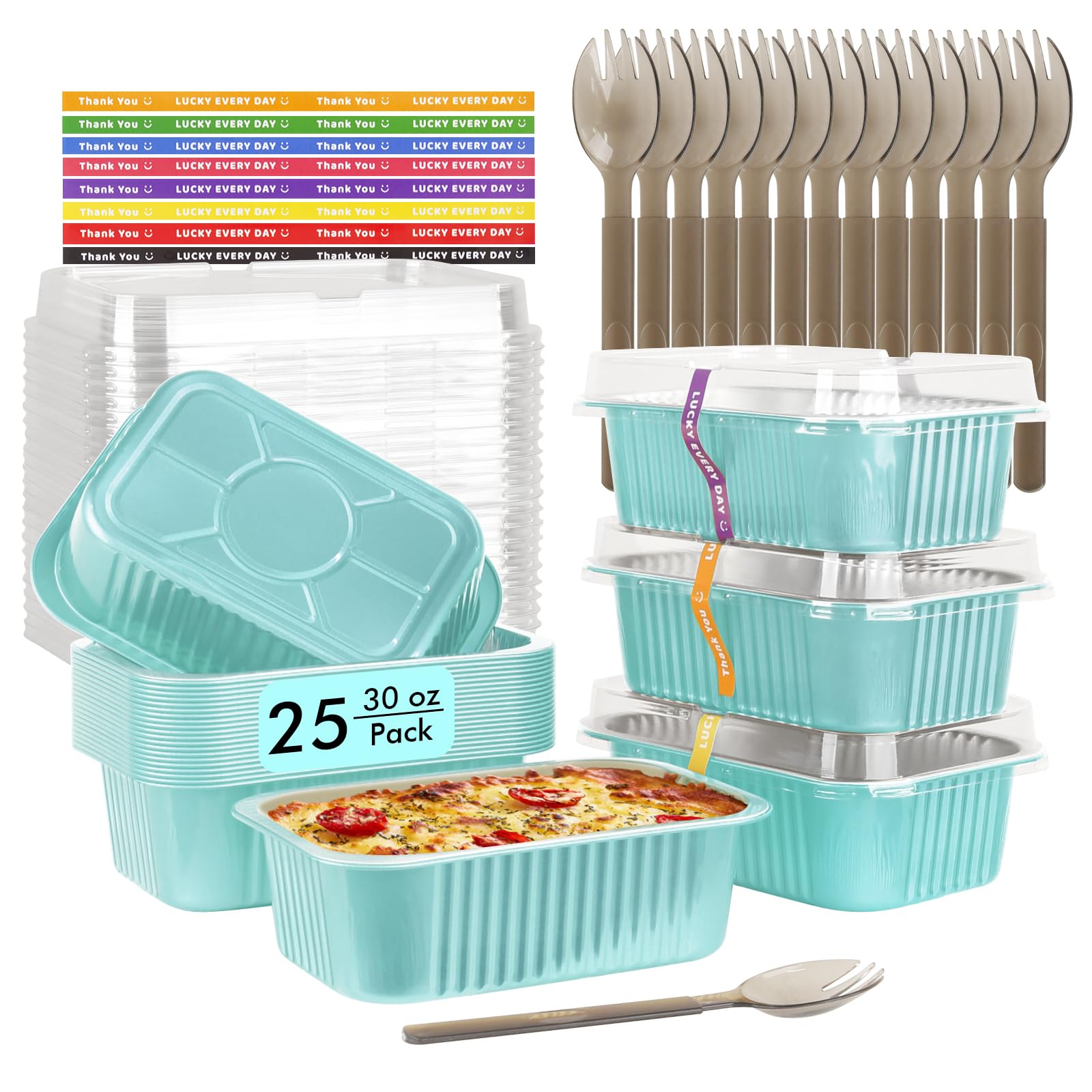 Photo 1 of (incomplete) LNYZQUS 30oz Small Baking Pans with Lids 25 Pack, 7” x 5” Aluminum Foil Containers Individual Cake Tins, Heavy Duty Takeout