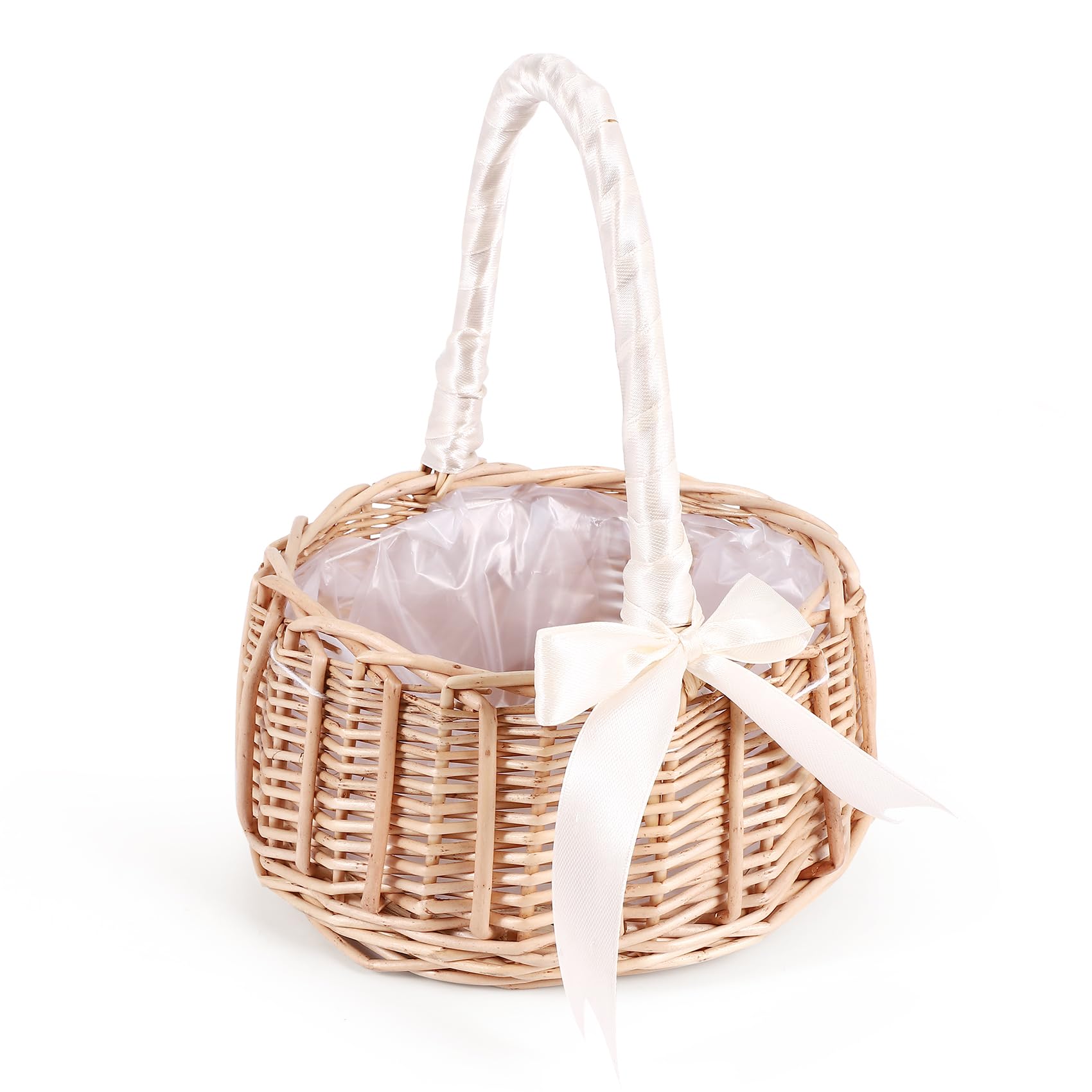 Hacbop – Wicker Basket for Flowers, Fruits, Picnic & Storage – Handmade Hanging Design, Decorative Hamper & Picnic Basket, Ideal Storage Baskets for Home, Wedding, Garden or Gift Use