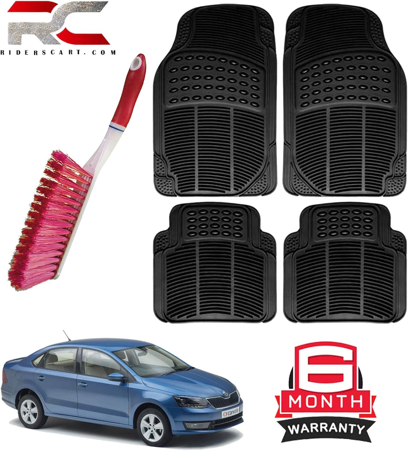 Riderscart Car Foot Mat Floor Mate Black PVC Rubber for