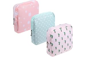 Gjinxi 3 PCS Period Bag with Zipper Discreet Tampons Holder Pouch Menstrual Pad Cup Pouches Cotton Panty Liners Sanitary Napkin Tampon Storage Bag First Period Pouch for Purse Women Travel & Daily Use
