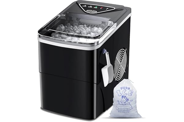 Ice Makers Countertop, Self-Cleaning Function, Portable Electric Ice Cube Maker Machine, 9 Pebble Ice Ready in 6 Mins, 26lbs 