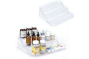 Dewsea 3-Tier Clear Acrylic Medicine Organizer Shelf, Pill & Medication Storage Rack for Countertop or Cabinet, Transparent P