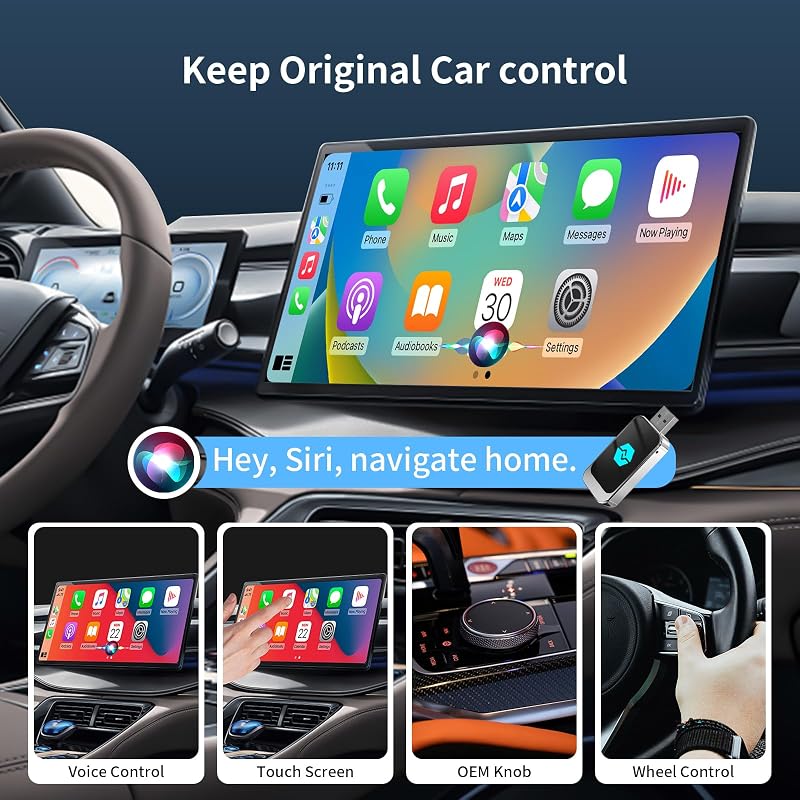 Wireless Carplay und Wireless Android Auto Adapter, Konvertieren Wired Carplay/Android Auto in Wireless, Typ-C und USB, Plug and Play für iOS 10+/Android 11+ — Foto 5 von 8