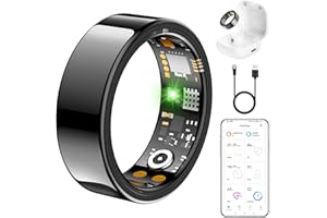 TIANTIANKA Ring Health Tracker for Women Men, Fit Ring with Heart Rate, Blood Oxygen, Sleep Monitor, Calories, Step Counter, IP68 Waterproof Smart Ring for iPhone & Android, No Subscription Fee (Black, 14#)