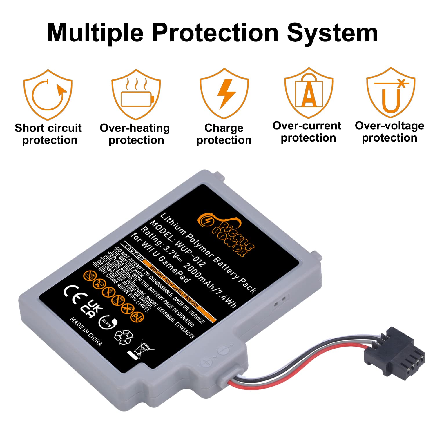 Pickle Power Wii U Gamepad Battery WUP-012 WUP-010 Rechargeable Battery Pack for Nintendo Wii U Gamepad