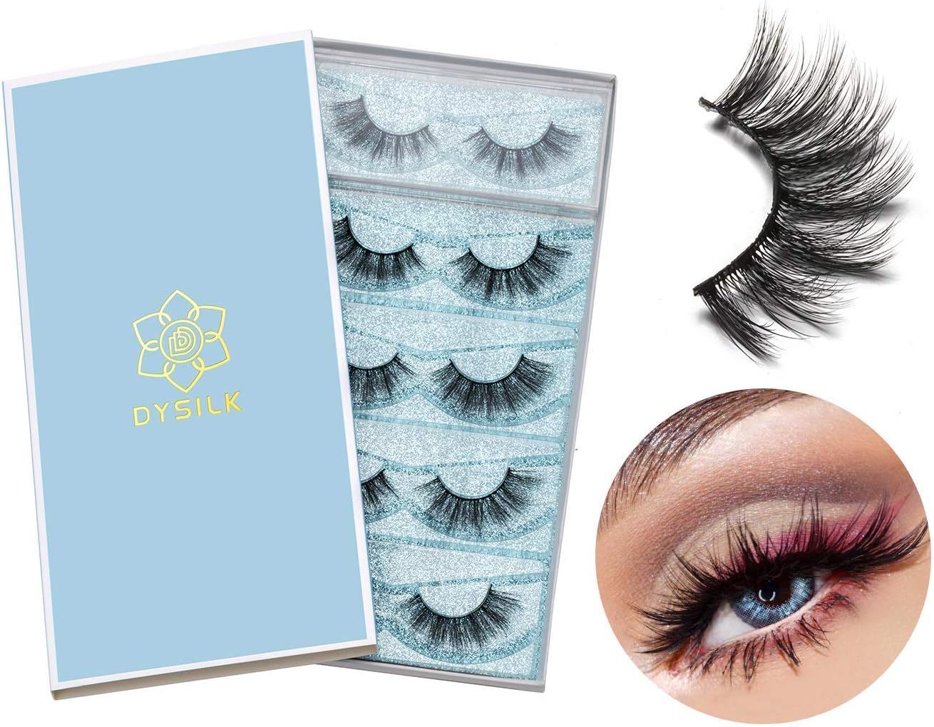DYSILK 6D Eyelashes Wispies Handmade False Eyelashes Pack Extension Thick Long Reusable Soft