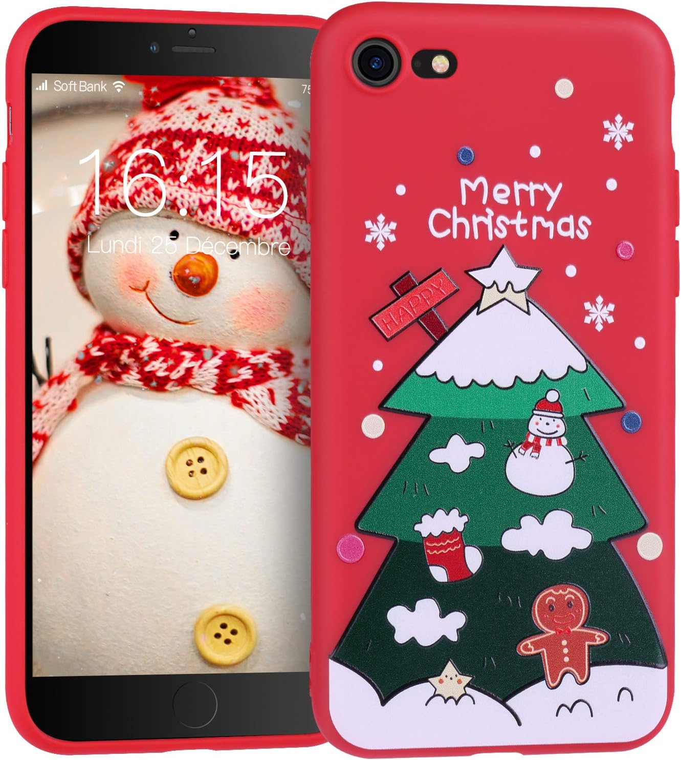 JASBON Case for iPhone 8,iPhone 7,Soft TPU Cover Christmas theme-Christmas Tree