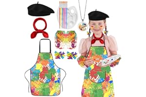 DTESL 15PCS Kids Artist Costume Set,Art Apron for Kids,Painter Dress-Up for Halloween Career Day Costume Theme Party