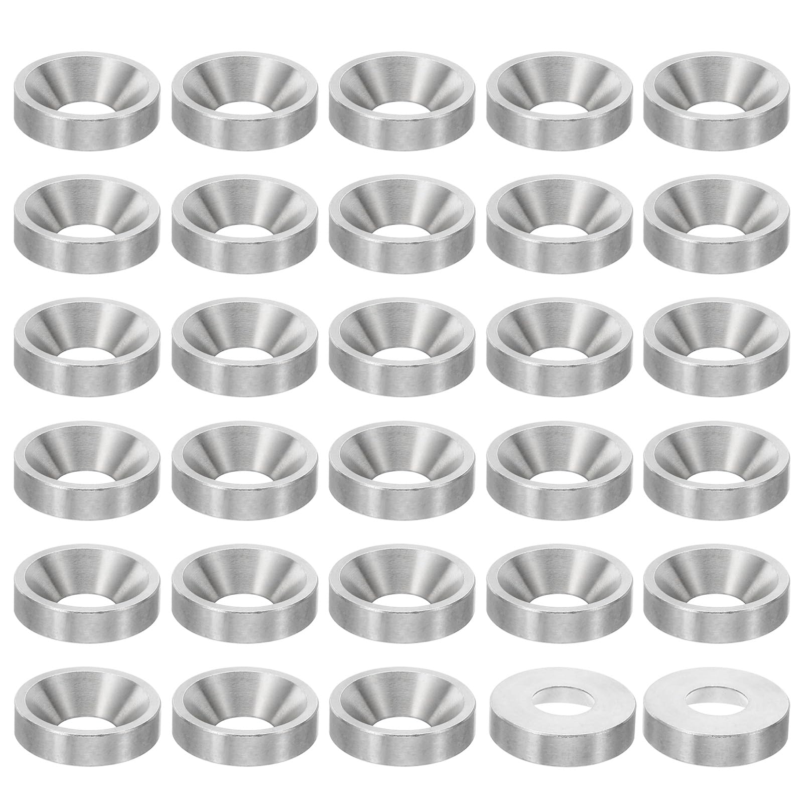PATIKIL M8 Finish Countersunk Washer, 30pcs 20mm Dia. 5mm Tall Solid 304 Stainless Steel CNC Cup Washer Flat Screw Head Gasket for Constructions