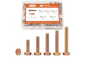 NIULUNBAO M6 x 20mm 25mm 30mm 35mm 40mm Heavy Duty Hexagon Bolts Hex Head Screws, 8.8 Grade Alloy Steel, Galvanized Finish, M