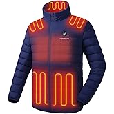 Venustas Men's Lightweight Heated Jacket with Battery, 6-Zone Electric Puffer Winter Coat for Outdoor Camping Hiking
