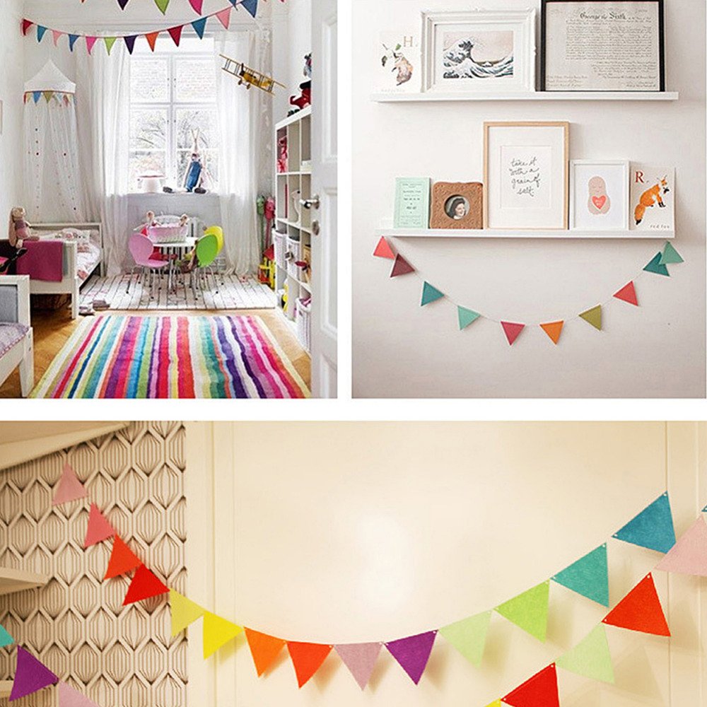 Pennant Bunting Banner Flag 2 Pack 12pcs Cotton Triangle Flags