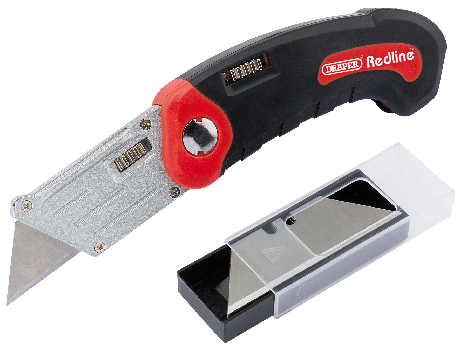 Draper Redline Trimming Knife | Folding Retractable Hand Tool | Safety Lock Blade | Soft Grip Handle | 67588